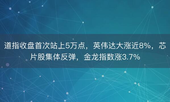 道指收盘首次站上5万点，英伟达大涨近8%，芯片股集体反弹，金龙指数涨3.7%