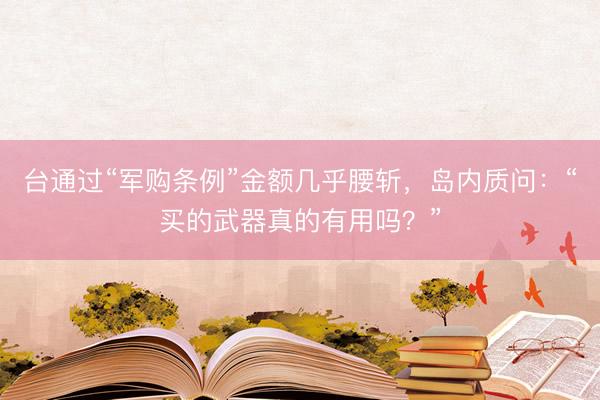 台通过“军购条例”金额几乎腰斩，岛内质问：“买的武器真的有用吗？”