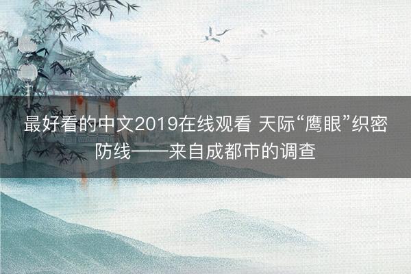 最好看的中文2019在线观看 天际“鹰眼”织密防线——来自成都市的调查