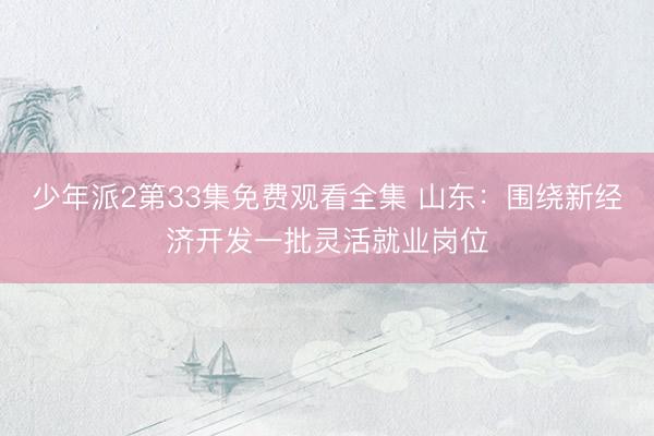 少年派2第33集免费观看全集 山东：围绕新经济开发一批灵活就业岗位