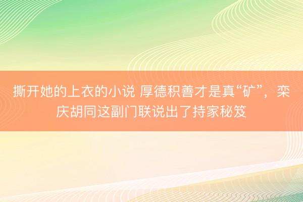 撕开她的上衣的小说 厚德积善才是真“矿”，栾庆胡同这副门联说出了持家秘笈