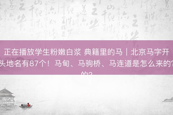 正在播放学生粉嫩白浆 典籍里的马｜北京马字开头地名有87个！马甸、马驹桥、马连道是怎么来的？
