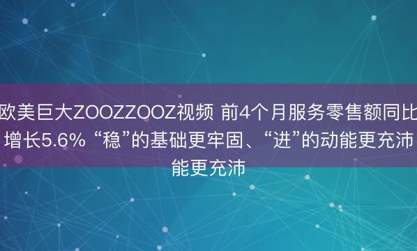 欧美巨大ZOOZZOOZ视频 前4个月服务零售额同比增长5.6% “稳”的基础更牢固、“进”的动能更充沛