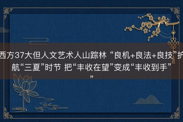 西方37大但人文艺术人山踪林 “良机+良法+良技”护航“三夏”时节 把“丰收在望”变成“丰收到手”