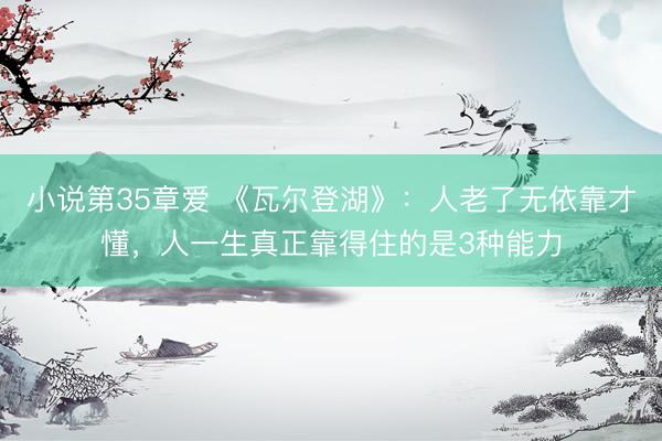 小说第35章爱 《瓦尔登湖》：人老了无依靠才懂，人一生真正靠得住的是3种能力