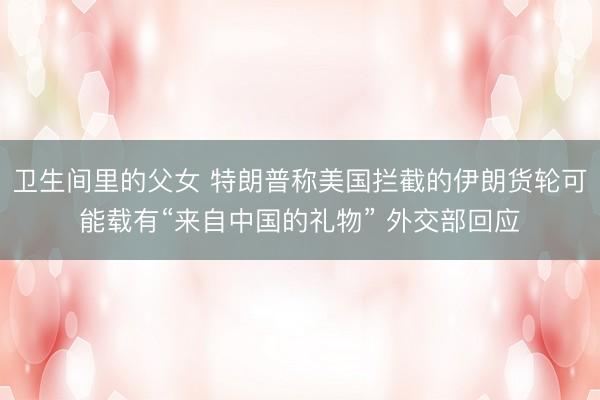 卫生间里的父女 特朗普称美国拦截的伊朗货轮可能载有“来自中国的礼物” 外交部回应