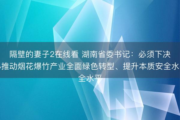 隔壁的妻子2在线看 湖南省委书记：必须下决心推动烟花爆竹产业全面绿色转型、提升本质安全水平