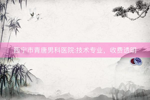 西宁市青唐男科医院:技术专业，收费透明