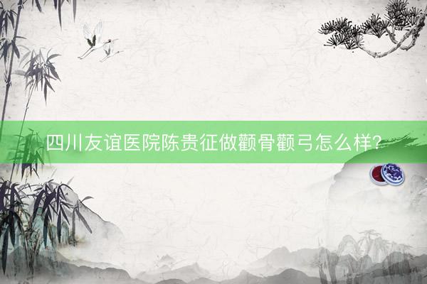 四川友谊医院陈贵征做颧骨颧弓怎么样？