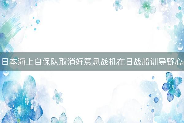 日本海上自保队取消好意思战机在日战船训导野心