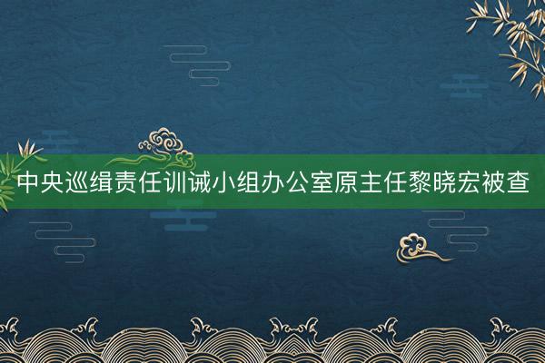 中央巡缉责任训诫小组办公室原主任黎晓宏被查