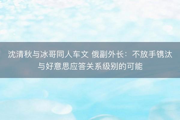 沈清秋与冰哥同人车文 俄副外长：不放手镌汰与好意思应答关系级别的可能