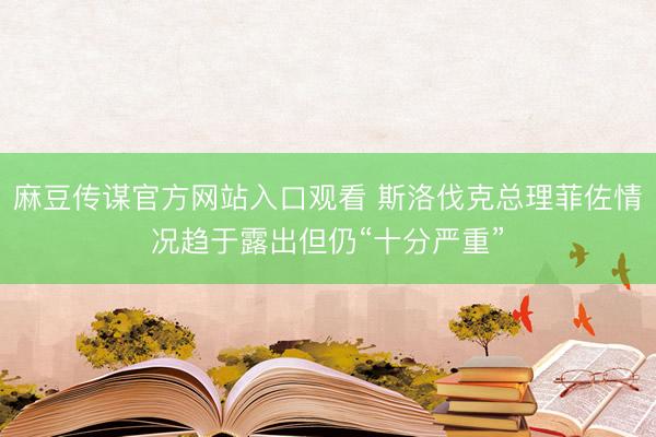 麻豆传谋官方网站入口观看 斯洛伐克总理菲佐情况趋于露出但仍“十分严重”