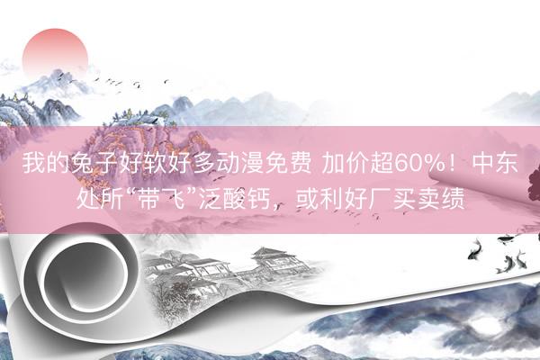 我的兔子好软好多动漫免费 加价超60%！中东处所“带飞”泛酸钙，或利好厂买卖绩