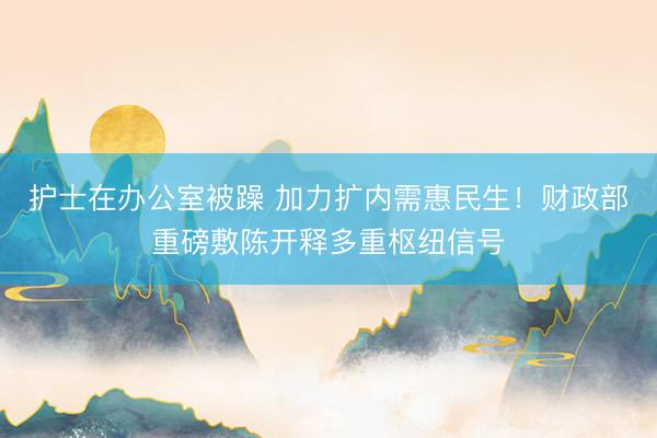 护士在办公室被躁 加力扩内需惠民生！财政部重磅敷陈开释多重枢纽信号