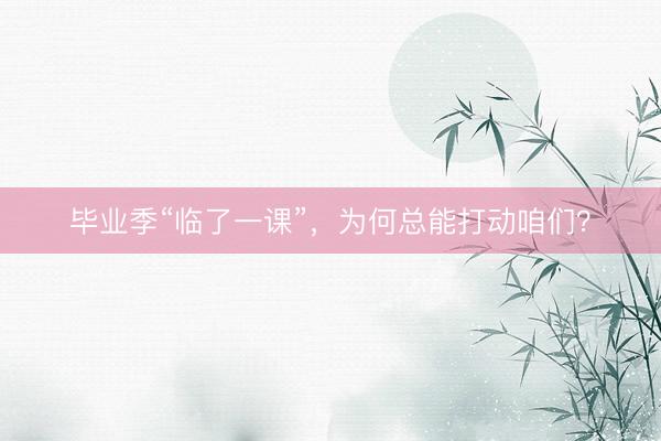 毕业季“临了一课”，为何总能打动咱们？