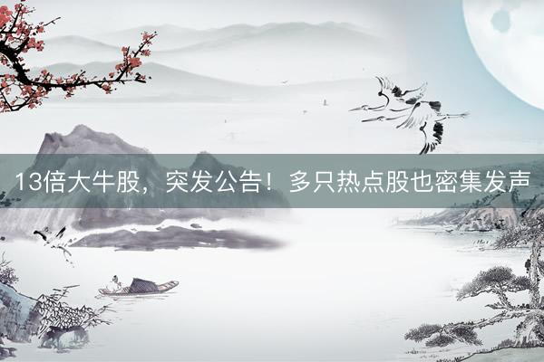 13倍大牛股，突发公告！多只热点股也密集发声